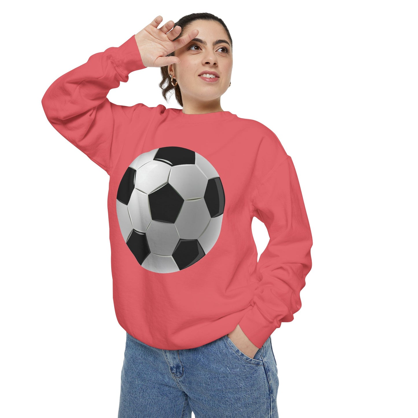Unisex Garment-Dyed Sweatshirt - Dynamic Football Design - Sports Passion and Energy