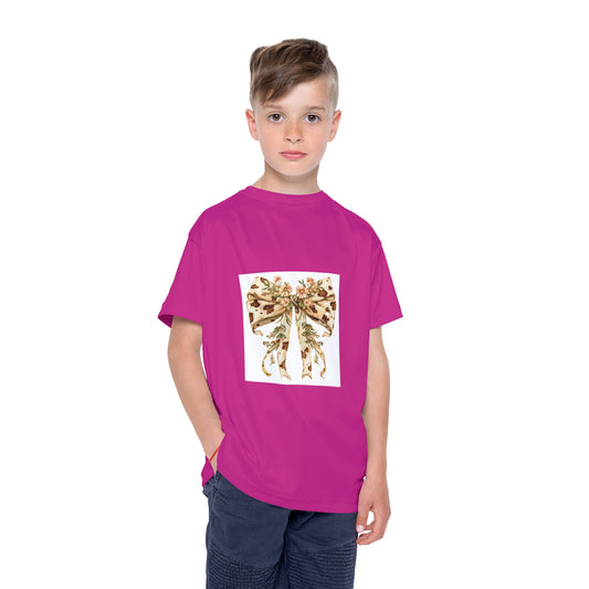Kids Sports Jersey  - Country Style Cow Print Bow with Wildflowers