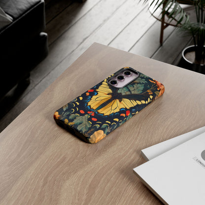 Butterfly Floral Phone Case, Art-inspire Tough Case, Gift for Nature Lovers, Butterfly Pattern Cover, Eco-Friendly Mobile Accessory