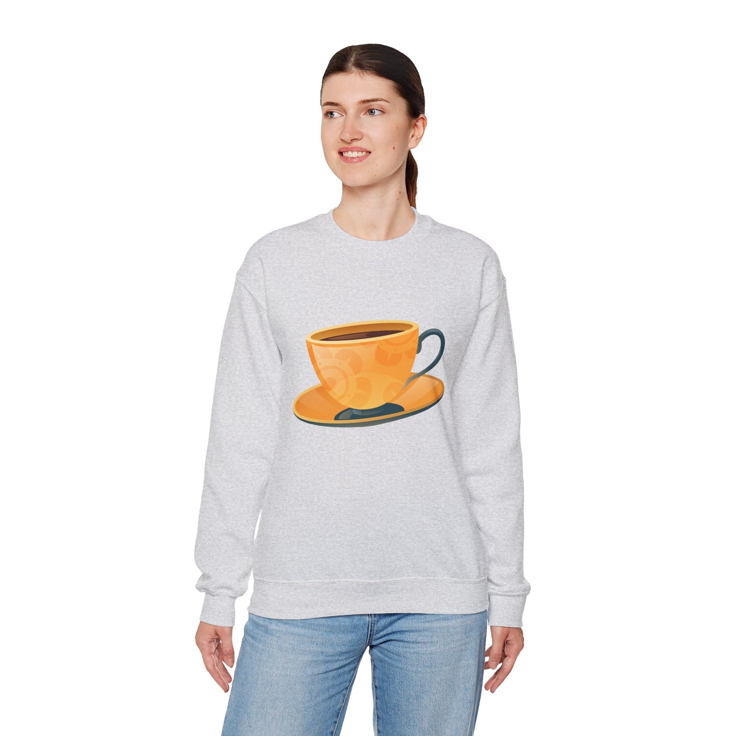 Unisex Heavy Blend™ Crewneck Sweatshirt - Elegant British Tea Cup - Classic Tea Time Style