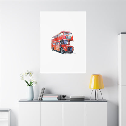 London Red Double-Decker Bus Art Canvas Print, Wall Decor for Travel Lovers, Home Office Gift, Unique Artwork for All Occasions