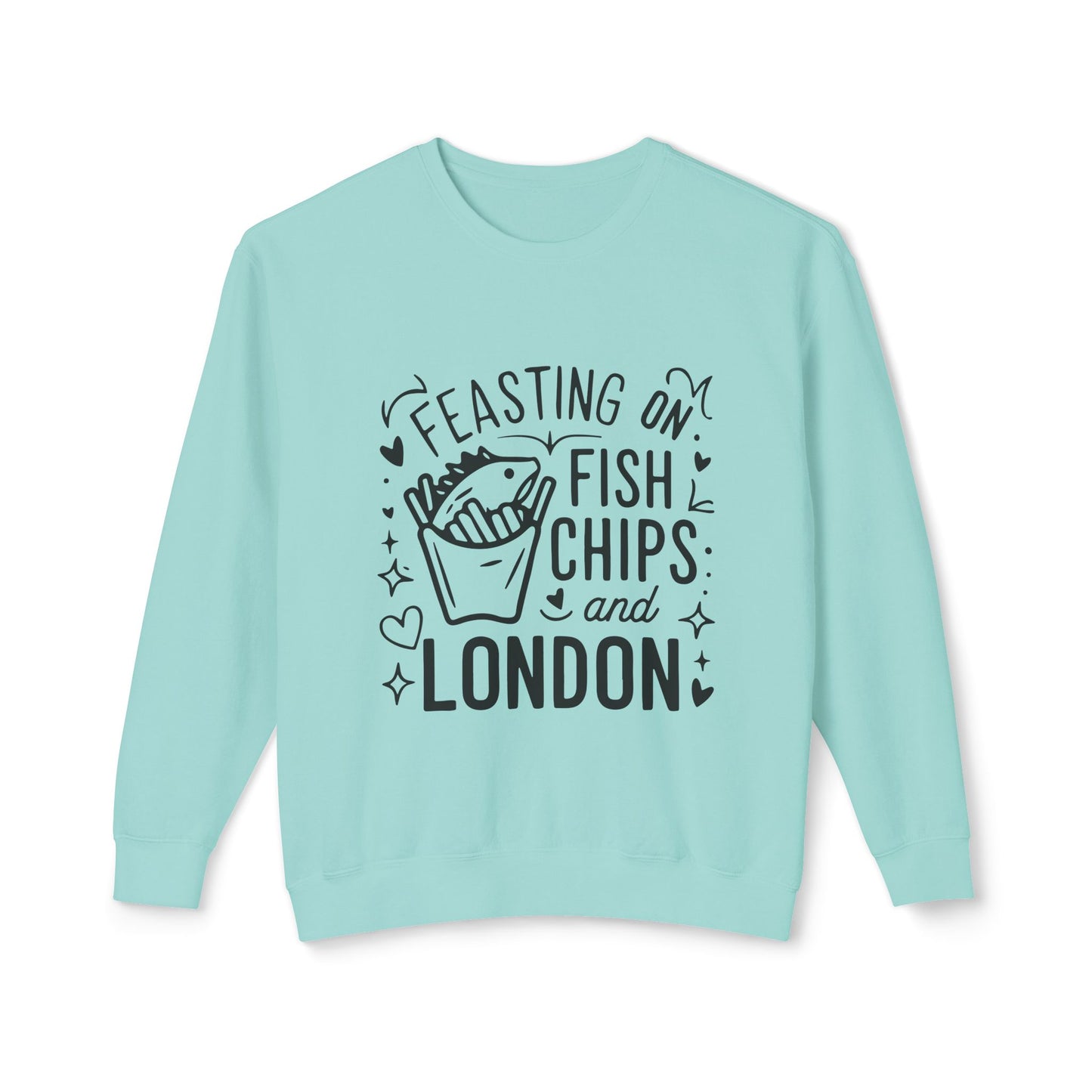 Unisex Lightweight Crewneck Sweatshirt - Fish, Chips and London