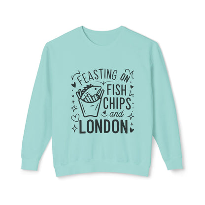 Unisex Lightweight Crewneck Sweatshirt - Fish, Chips and London