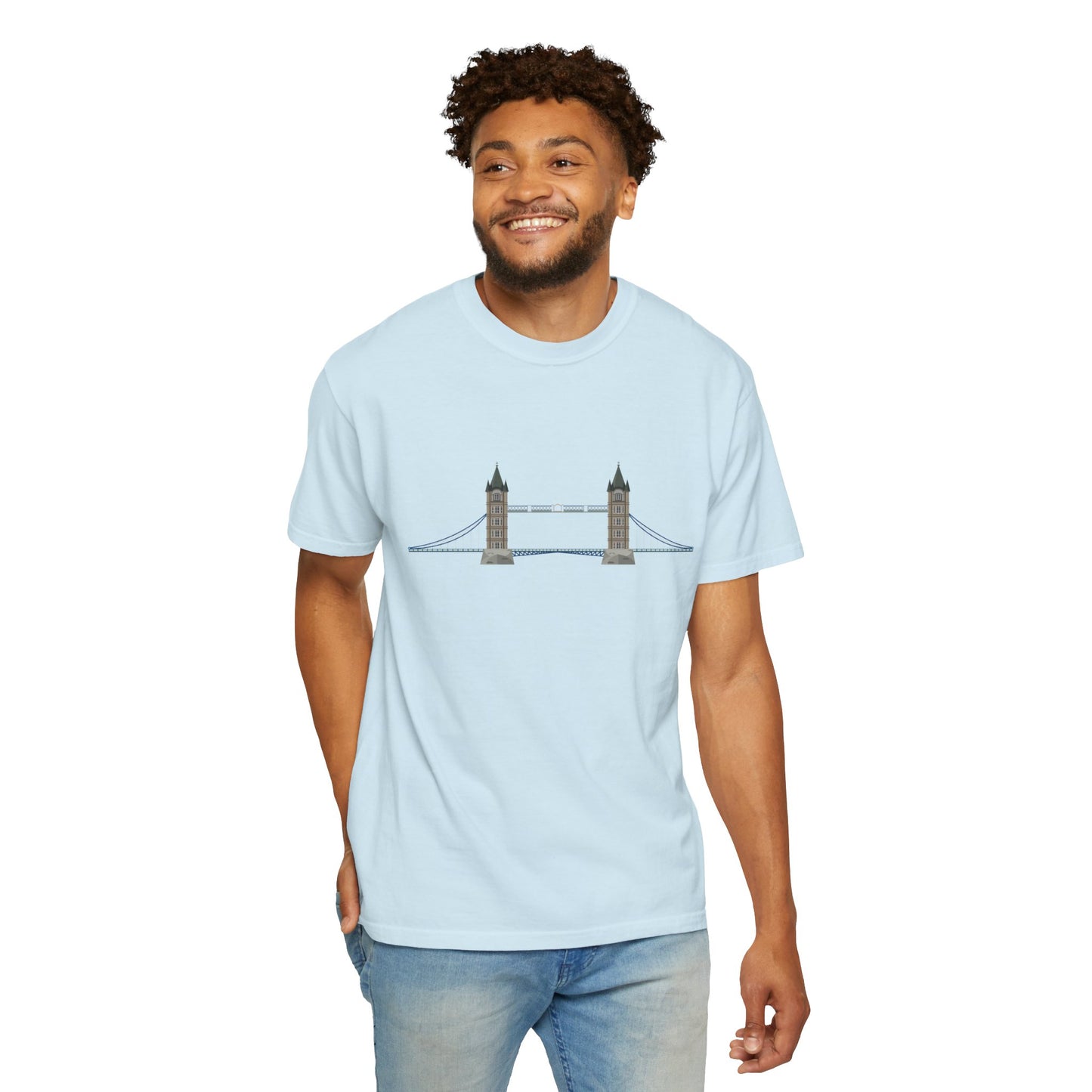 Unisex Garment-Dyed T-shirt - London’s Famous Bridge Over the Thames