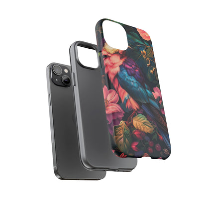 Vibrant Phone Case, Tropical Bird Design, Tough Phone Cover, Floral Tech Accessory, Gift for Nature Lovers