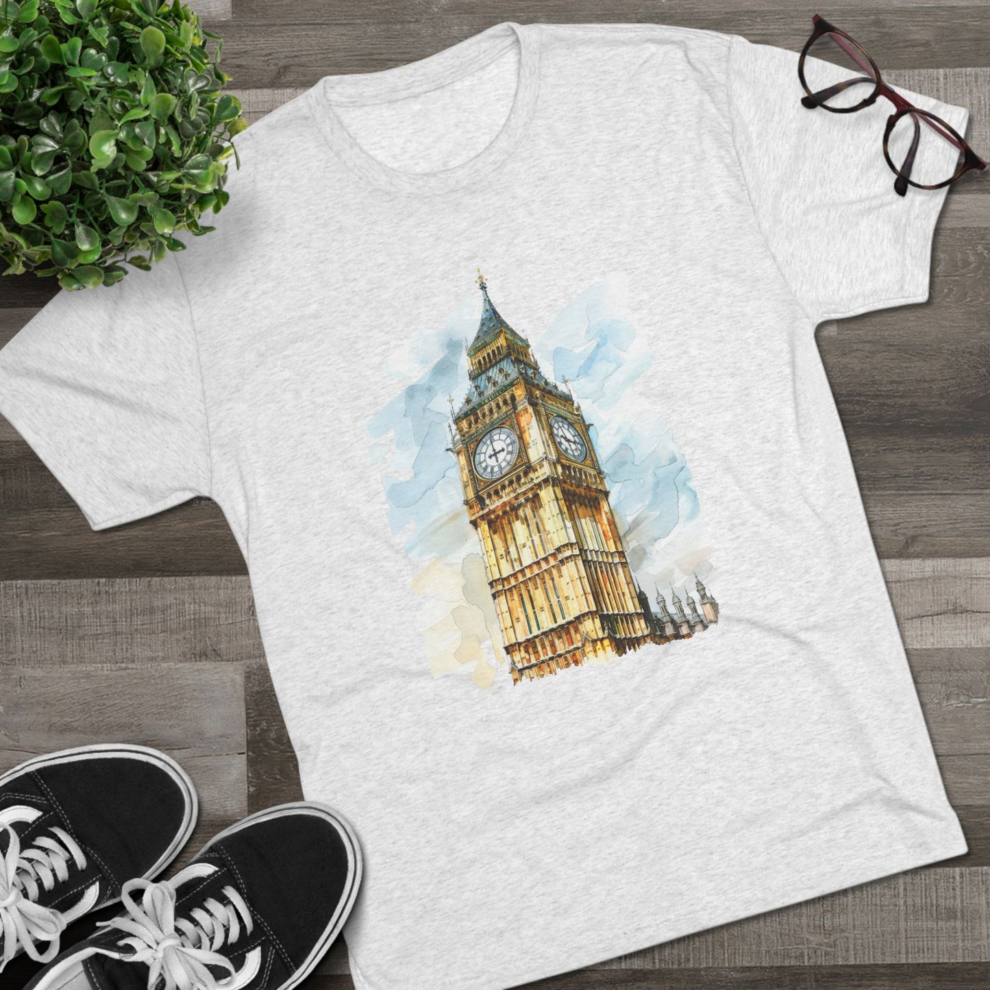 Iconic Big Ben Clock Tower Soft  Unisex Tri-Blend Crew Tee