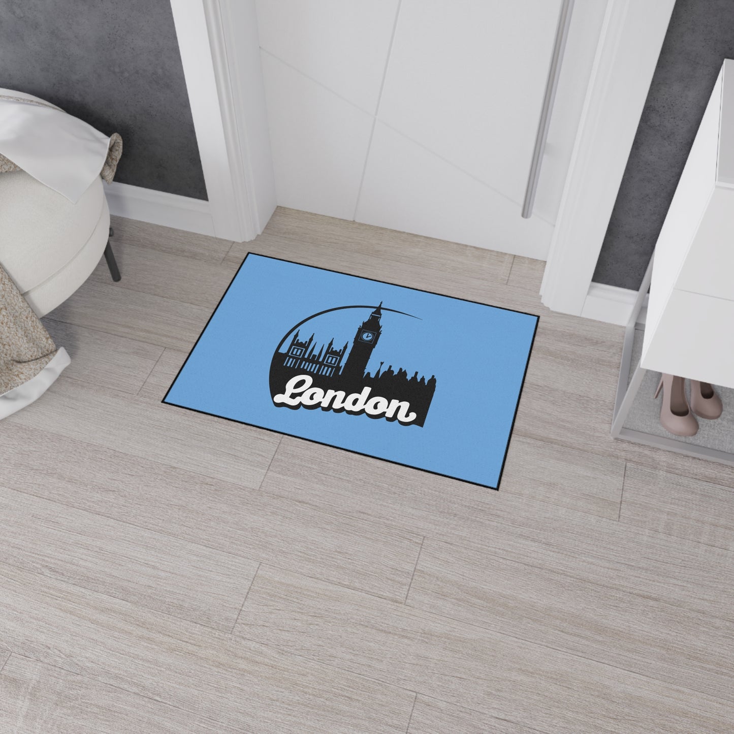 London Skyline Heavy Duty Floor Mat, Home Decor, Rug, Kitchen Mat, Entryway Welcome Mat, Gift for Travelers