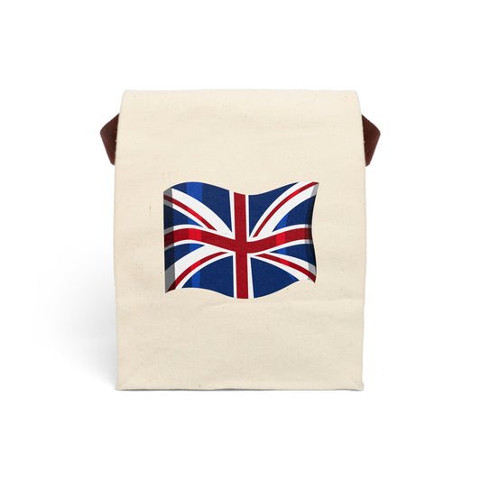 Waving UK Flag Canvas Lunch Bag With Strap