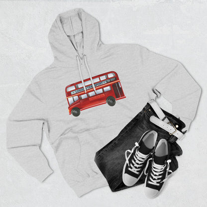 Three-Panel Fleece Hoodie - London’s Red Icon - The Classic Double-Decker Bus