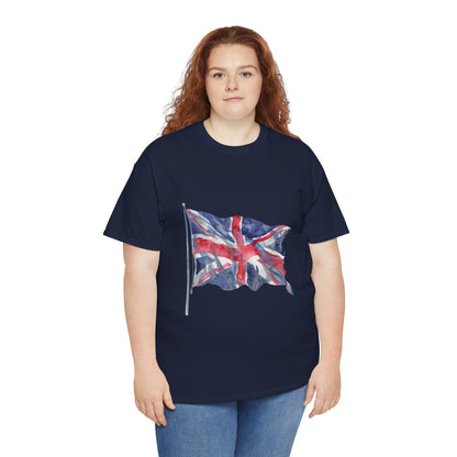 Unisex Heavy Cotton Tee - Love England - Union Jack Heart Design