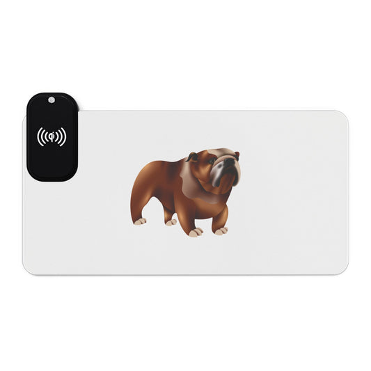 British Bulldog Illustration - LED Gaming Mouse Pad with Wireless Charging - Stylish & Functional Desk Accessory for Gamers, College Students, Home Office, Gifts