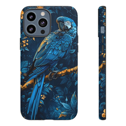 Tough Cases - Vibrant Blue Parrot Phone Case, Tropical Bird Phone Cover, Nature Lover Gift, Eco-Friendly Accessories, Unique Wildlife Decor