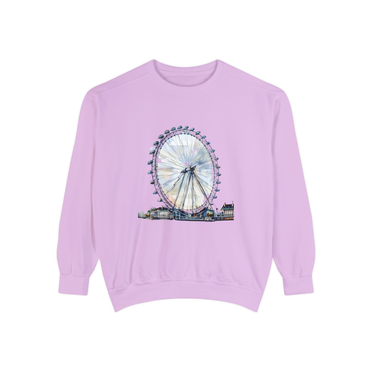 Unisex Garment-Dyed Sweatshirt - London Eye - Iconic Ferris Wheel