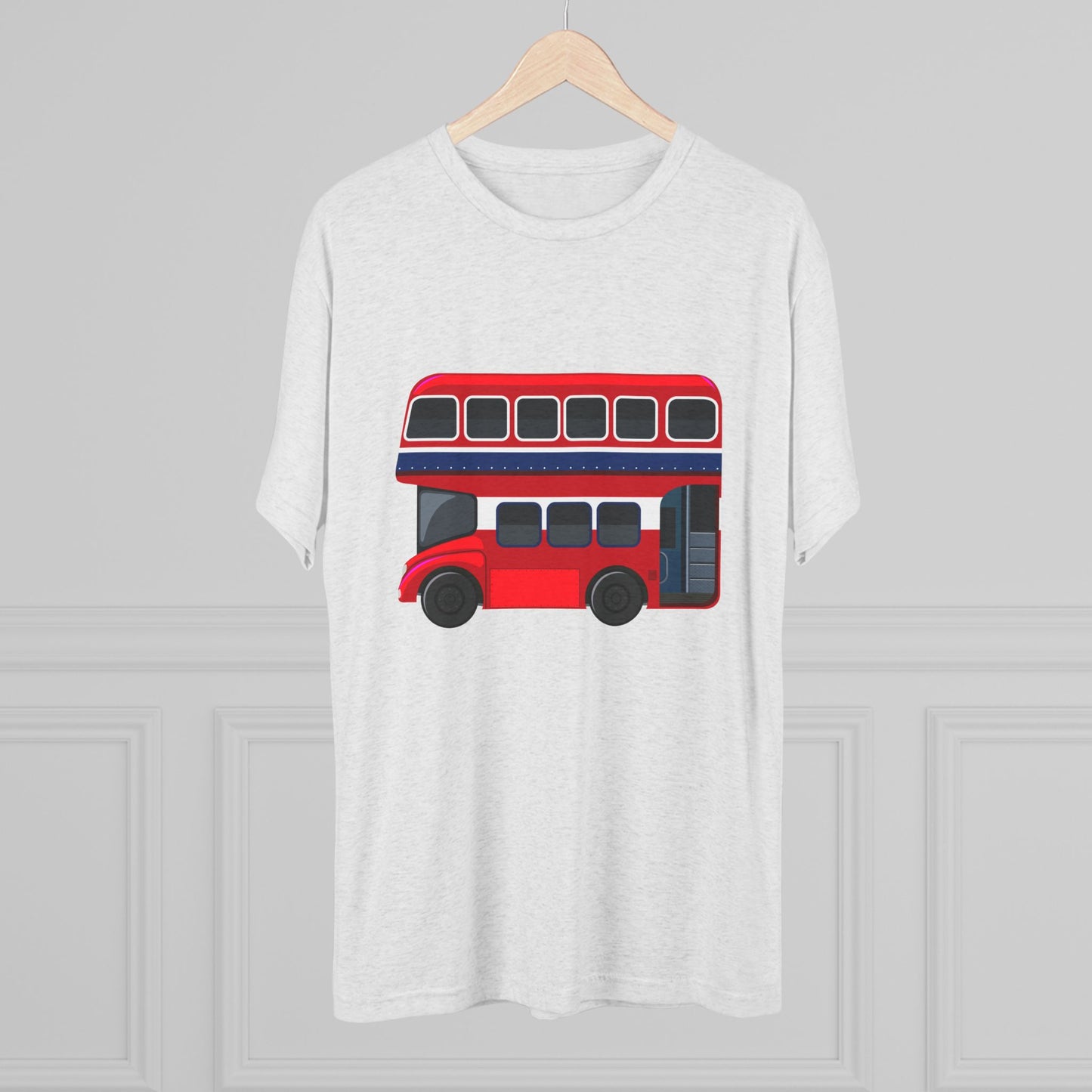 London Transport English Bus - Iconic Red Double-Decker Classy Unisex Tri-Blend Crew Tee