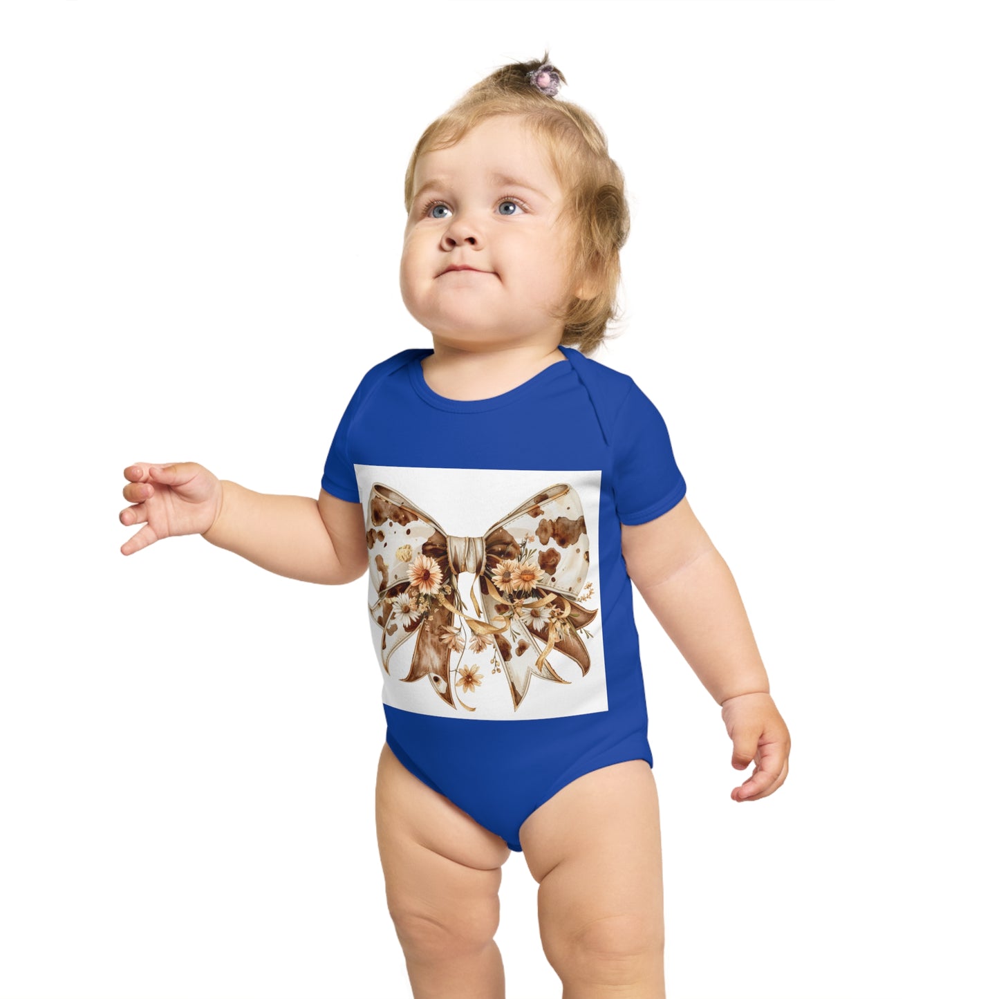 Floral Bow Short Sleeve Baby Bodysuit - Perfect for Newborns and Infants