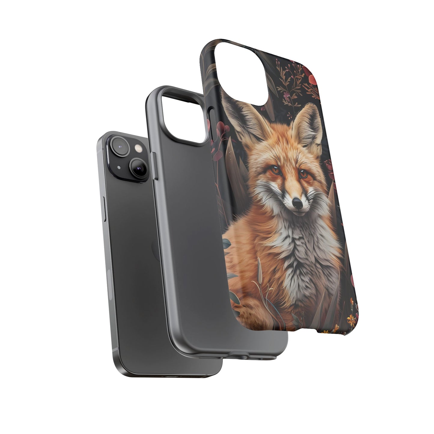 Fox Floral Phone Case, Tough Cases for Animal Lovers, Nature Themed Gift, Cute Phone Cover, Wild Fox Protector