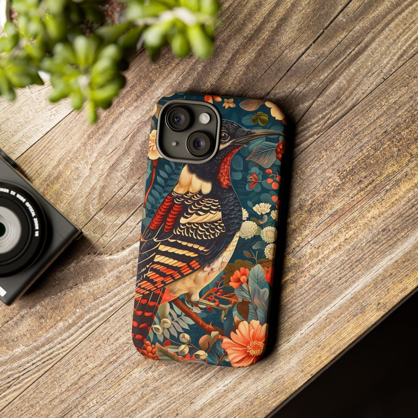 Nature-Inspired Phone Case with Floral Art, Tough Phone Cover, Protective Case, Gift for Nature Lovers, Unique Phone Accessory