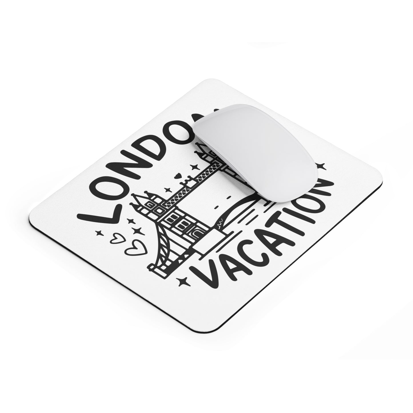 London Vacation Mouse Pad - Perfect for Home or Office, Gifts for Travelers, Desk Accessories, Work from Home Essentials, Black Mouse Mat