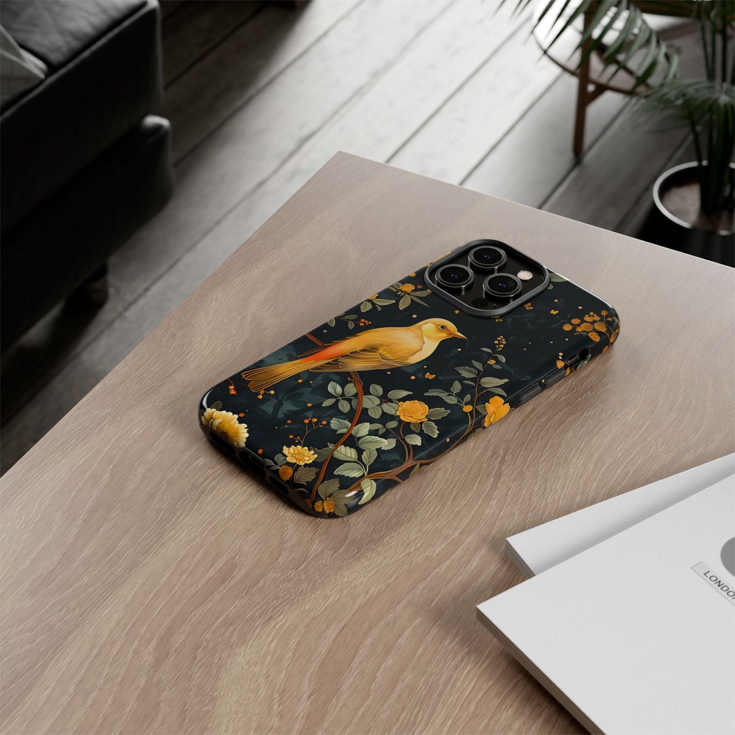Floral Phone Case, Tough Cases with Bird Design, Nature Lover Gift, Stylish Protection, Birthday Present, Floral Phone Cover