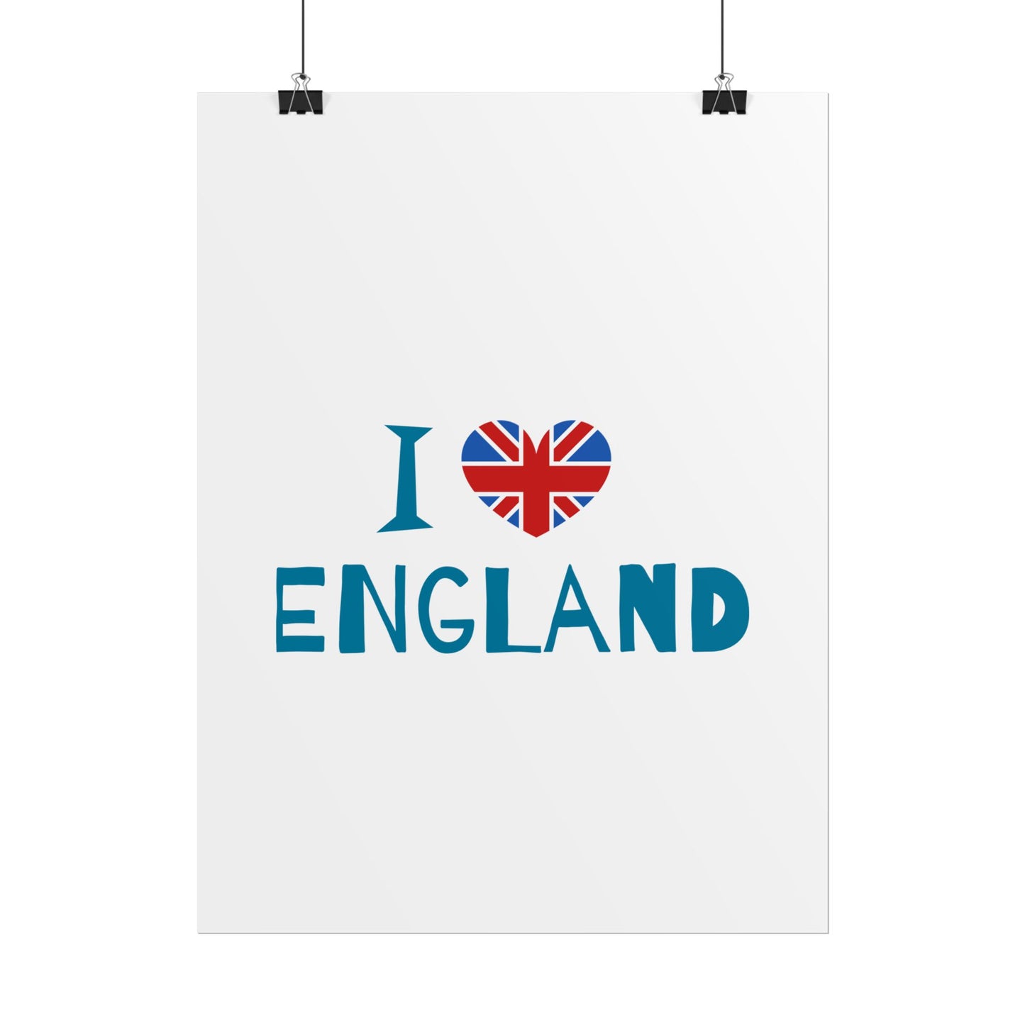 I Love England Rolled Poster - UK Travel Decor, Gift for Britains, Wall Art for Home, London Souvenir, Love England