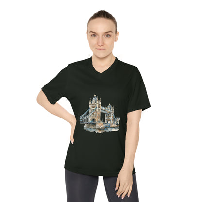 Women's V-Neck Performance T-Shirt - Stylish Athletic Wear - London's Classy Bridge