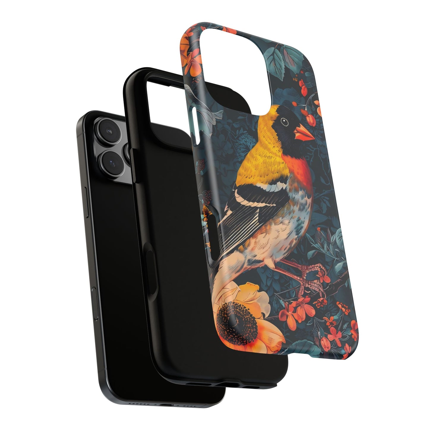 Colorful Bird Phone Case, Floral Phone Cover, Tough Phone Protector, Nature Lover Gift, Botanical Case, Unique Mobile Accessory