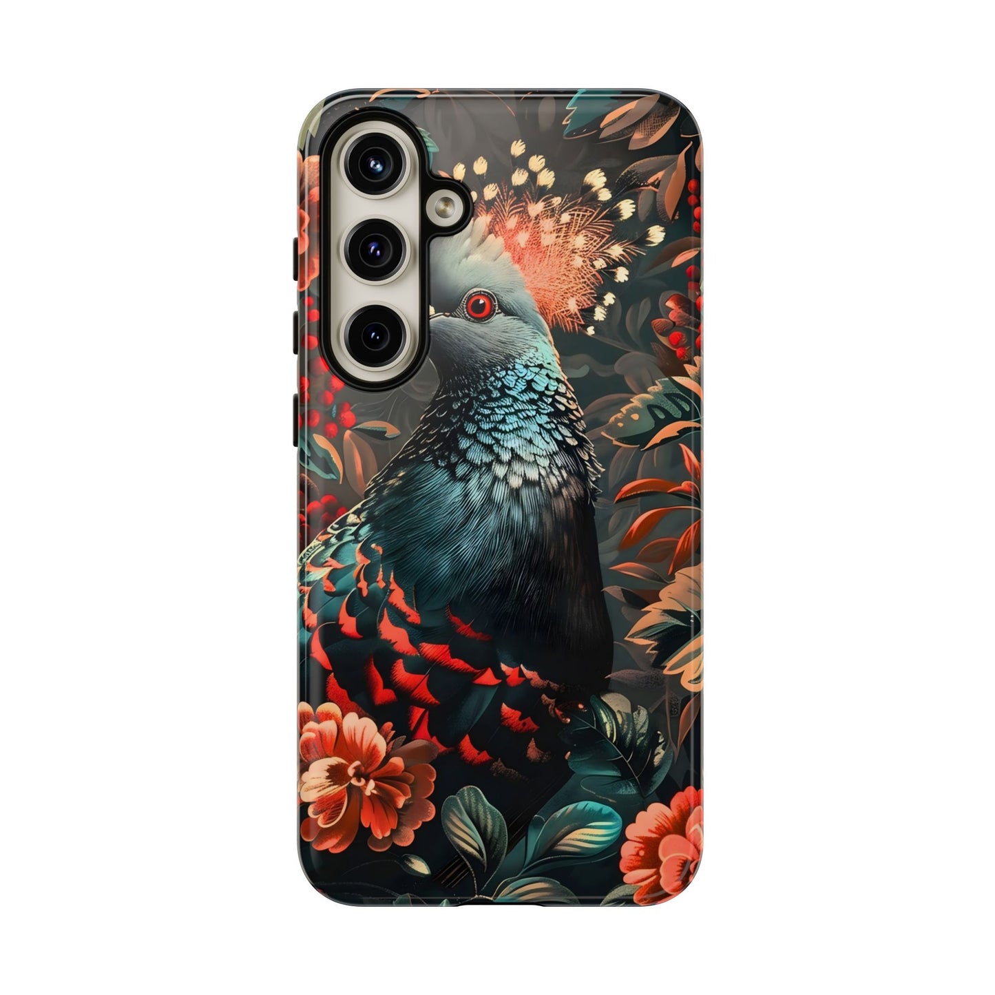 Floral Peacock Phone Case, Tough Cases, Artistic Phone Cover, Unique Gift, Nature Lover Accessory, Protective Case