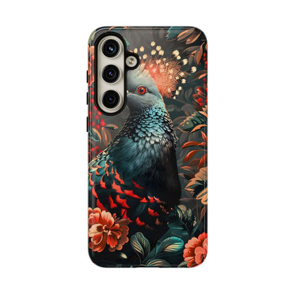 Floral Peacock Phone Case, Tough Cases, Artistic Phone Cover, Unique Gift, Nature Lover Accessory, Protective Case