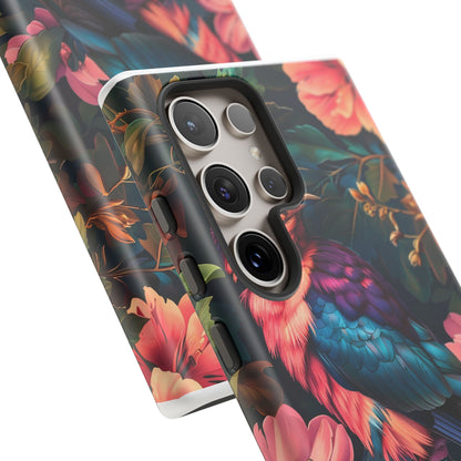 Tough Cases: Vibrant Tropical Bird Phone Case, Floral Smartphone Cover, Nature Lover Gift, Boho Phone Accessory, Cute Bird Case