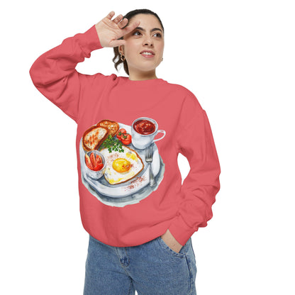 Unisex Garment-Dyed Sweatshirt - Iconic British Royal Breakfast and Foods