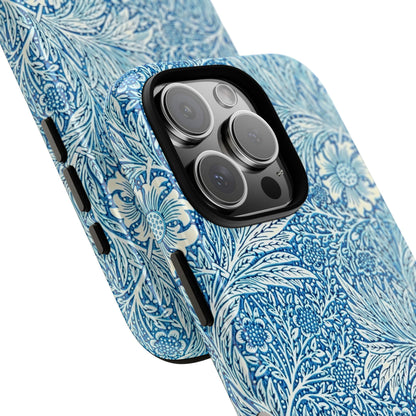 Stylish Phone Case, Tough Floral Phone Cover, Fashionable Tech Accessory, Gift for Her, Blue Flower Design