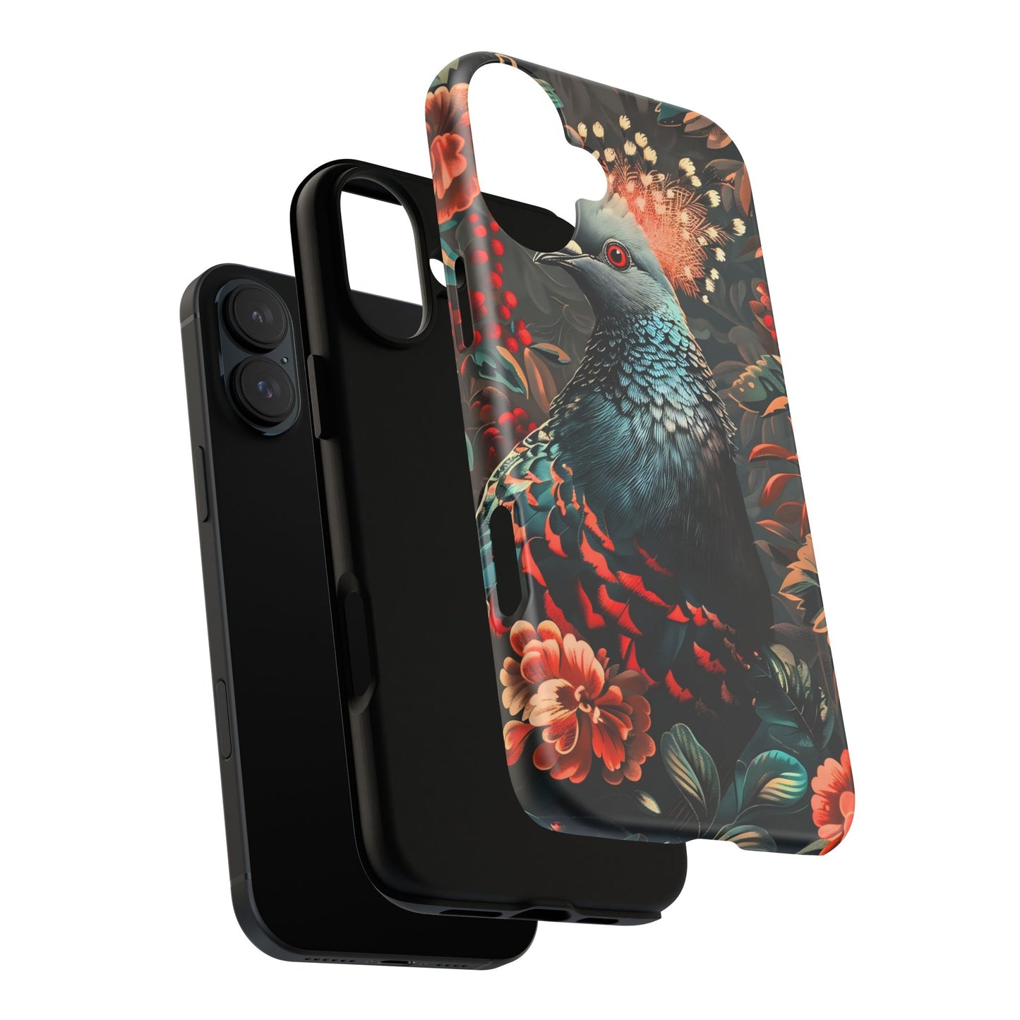Floral Peacock Phone Case, Tough Cases, Artistic Phone Cover, Unique Gift, Nature Lover Accessory, Protective Case