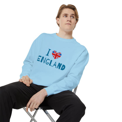 Unisex Garment-Dyed Sweatshirt Relaxed - I Love England