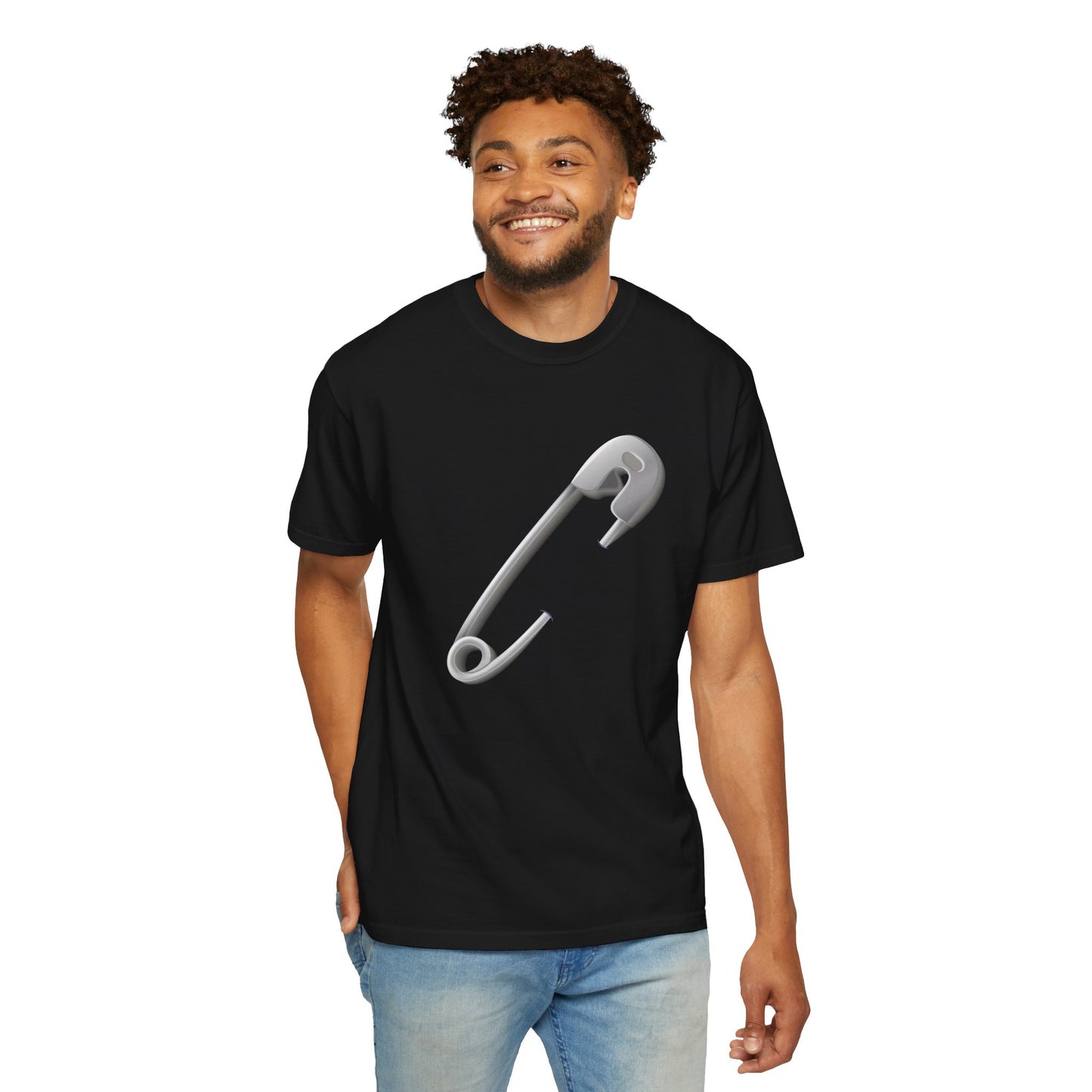 Unisex Garment-Dyed T-shirt - Elegant Minimalist Safety Pin Design