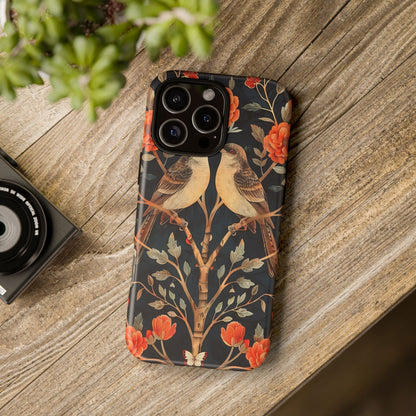 Floral Phone Case – Tough Cases with Bird Design, Unique Gift for Nature Lovers, Stylish Tech Accessory, Phone Cover, Artistic Case
