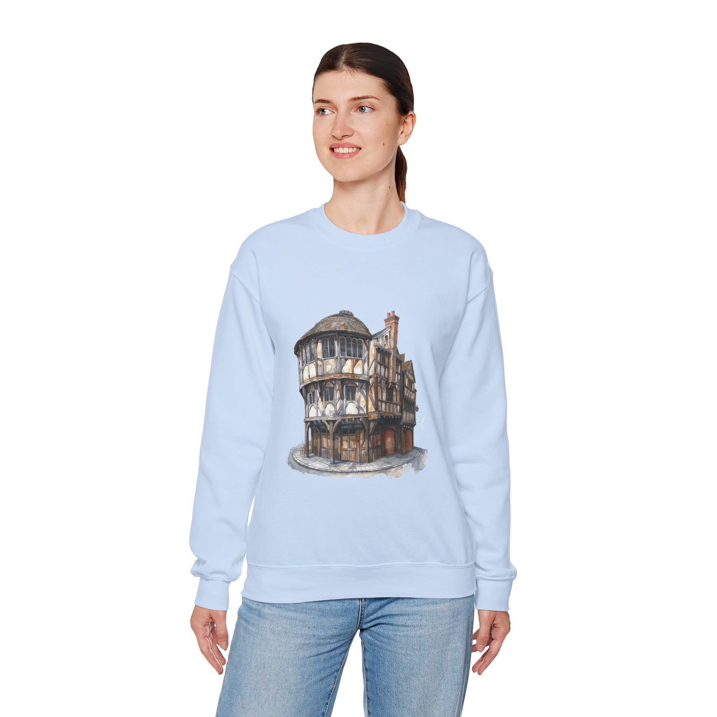 Unisex Heavy Blend™ Crewneck Sweatshirt - Home Away from Home - British Pub Atmosphere