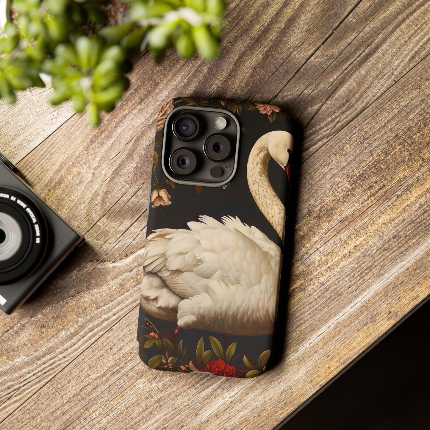 Elegant Swan Phone Case, Floral iPhone Cover, Tough Phone Case, Gift for Her, Nature Lover, Mother's Day, Birthday