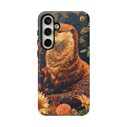 Otter Phone Case, Floral Otter Design, Tough Phone Cover, Nature Lover Gift, Cute Animal Accessories