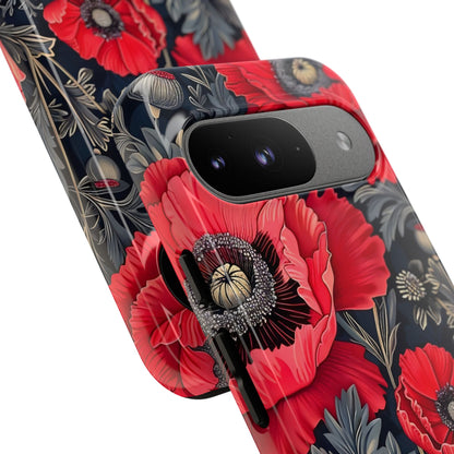 Floral Phone Case with Artistic Poppies, Tough Cases, Flower Design, Nature Lover Gift, Customizable Mobile Cover, Stylish Phone Accessories