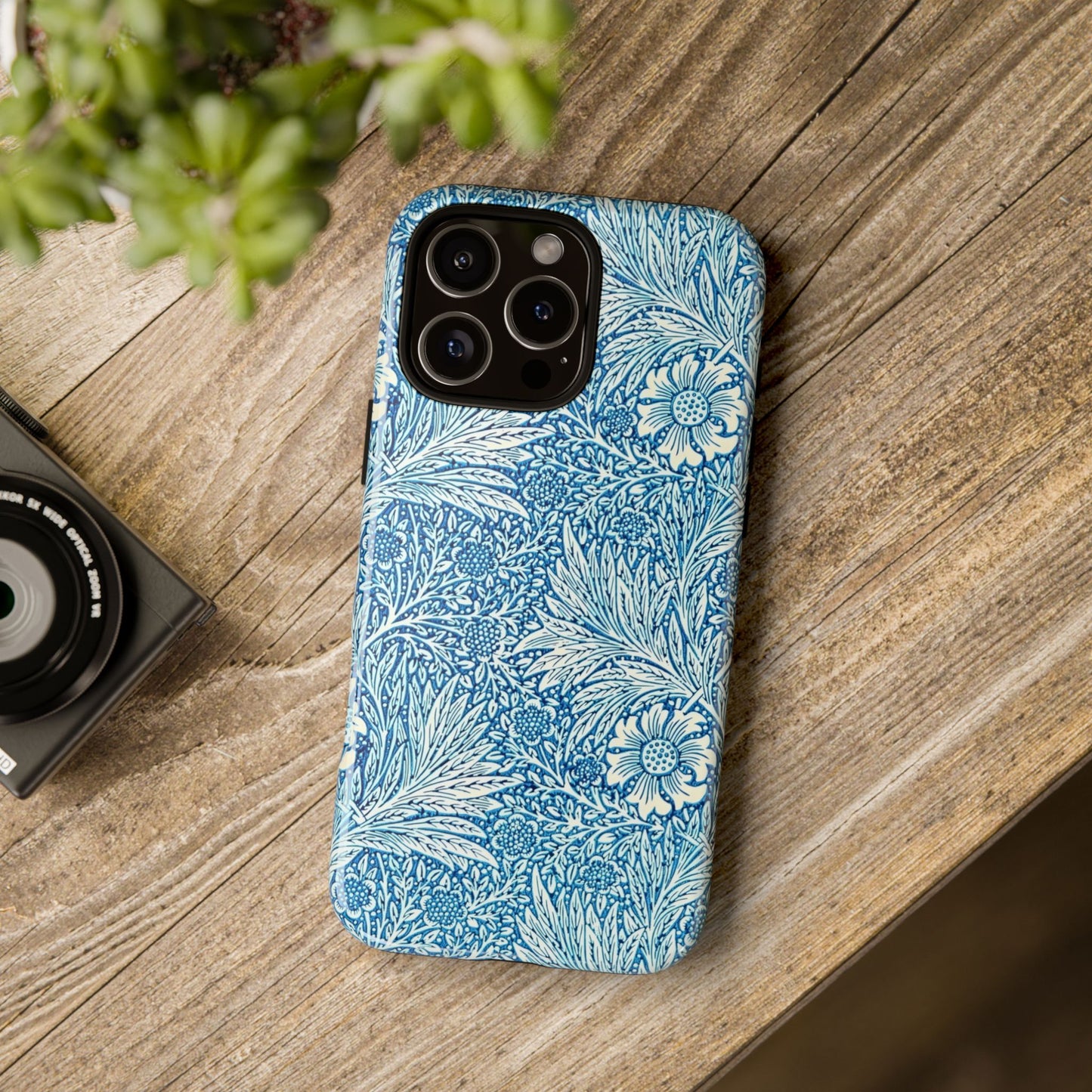 Stylish Phone Case, Tough Floral Phone Cover, Fashionable Tech Accessory, Gift for Her, Blue Flower Design