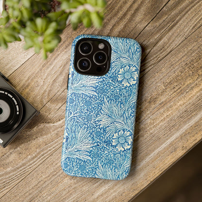 Stylish Phone Case, Tough Floral Phone Cover, Fashionable Tech Accessory, Gift for Her, Blue Flower Design
