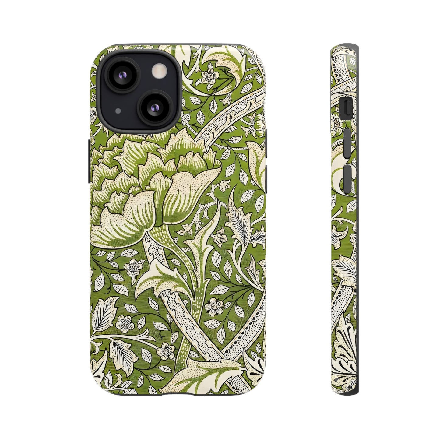Stylish Phone Case with Floral Design, Durable Protective Cover for iPhone, Unique Gift for Birthdays, Mother's Day, Green Aesthetic