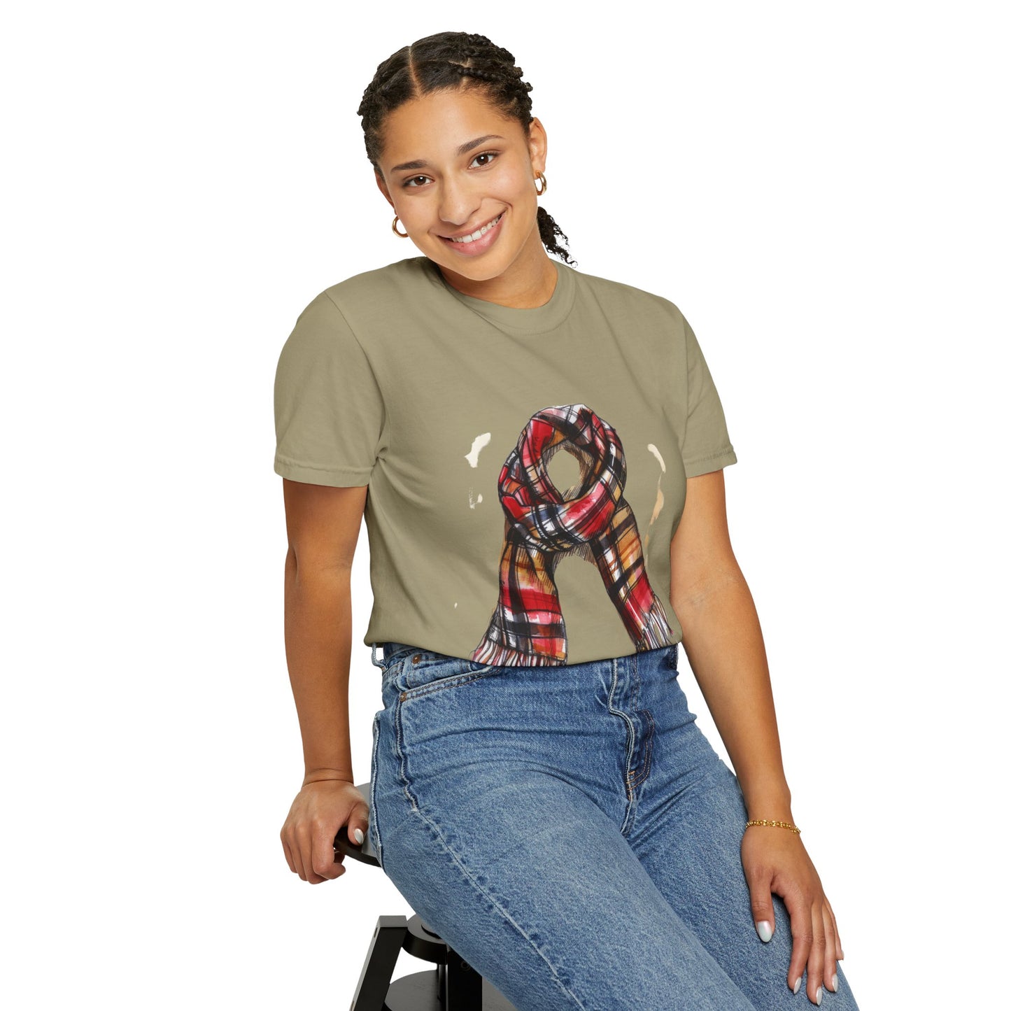 Unisex Garment-Dyed T-shirt - Classic British Plaid Scarf Design