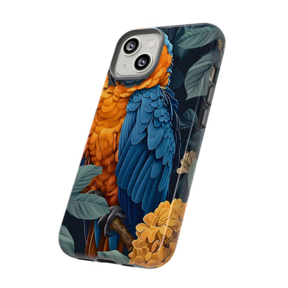 Tropical Parrot Phone Case - Tough Cases, Colorful Phone Cover, Nature Lover Gift, Floral Design, Bird Lover Accessory