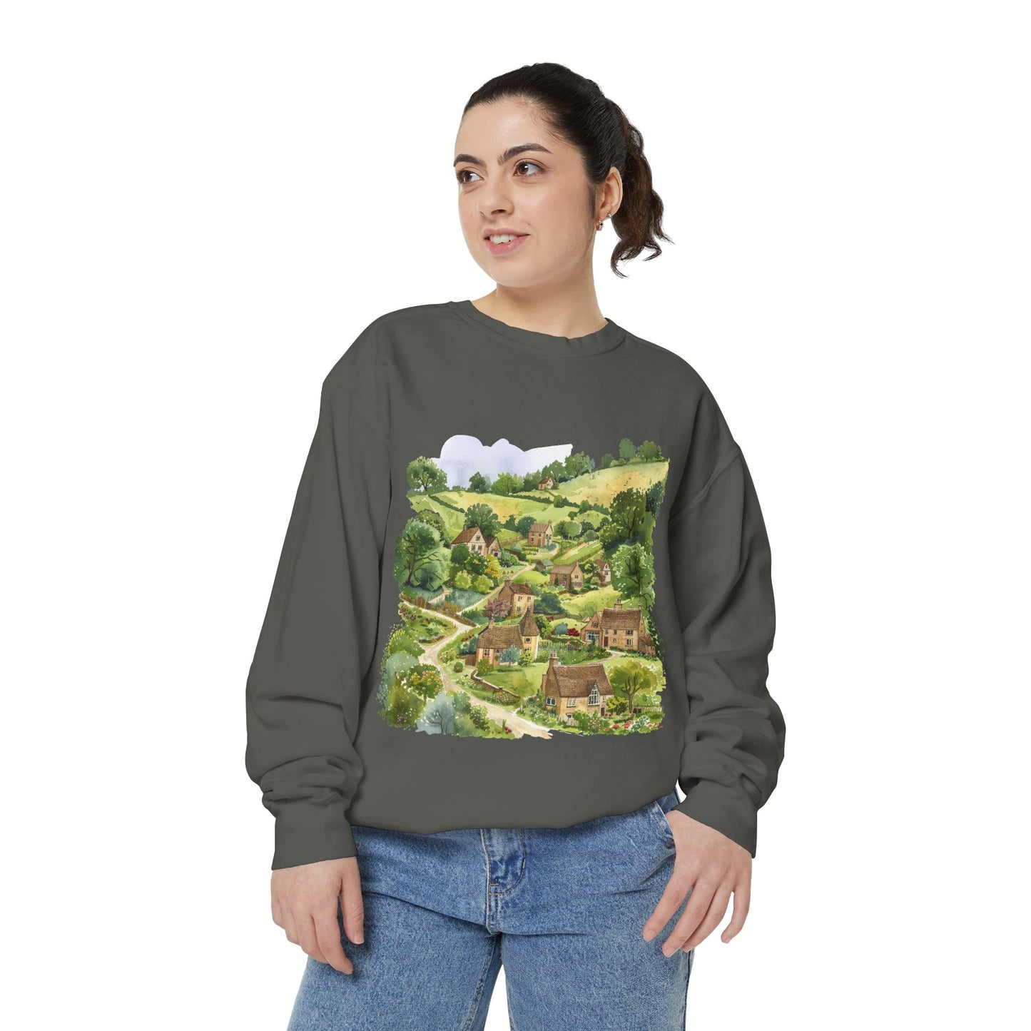 Unisex Garment-Dyed Sweatshirt - Green & Serene - Nature in the UK