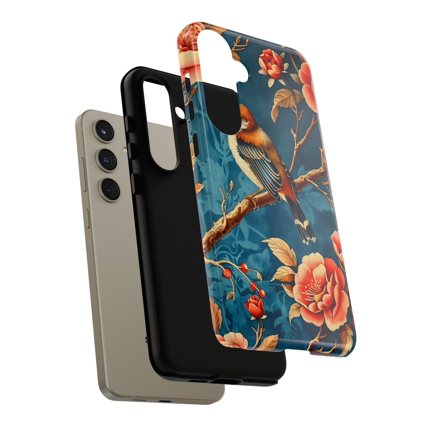 Bird & Floral Phone Case, Tough Cases for Nature Lovers, Gift for Her, Customizable Design, Vibrant Tech Accessories
