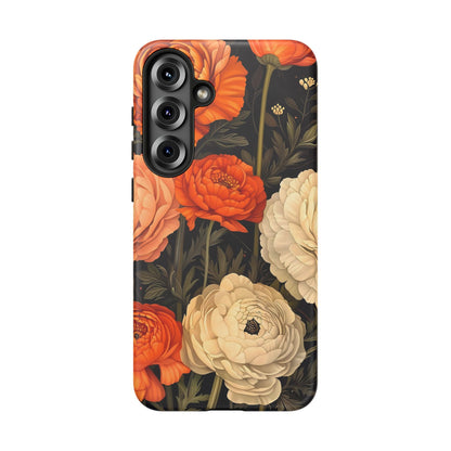 Floral Phone Case with Tough Protection, Blooming Ranunculus Design, Durable Cover, Gift for Flower Lovers, Eco-Friendly Phone Accessory