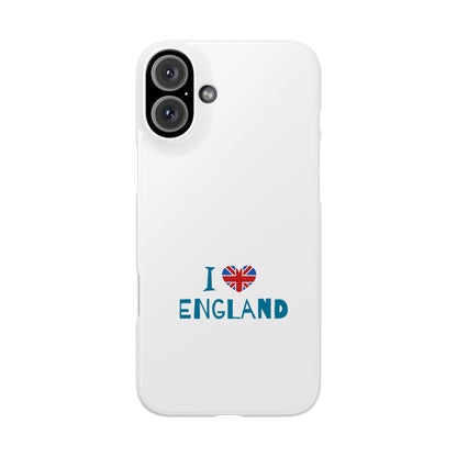 I Love England Slim Phone Case, UK Pride Phone Cover, Gift for Travelers, Smartphone Accessory, England Souvenir Case