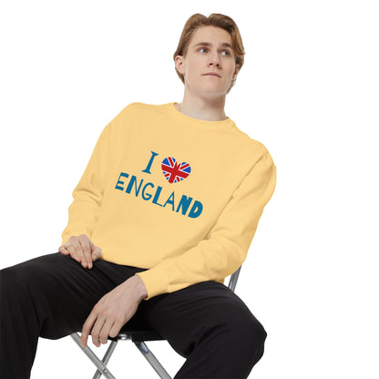 Unisex Garment-Dyed Sweatshirt Relaxed - I Love England