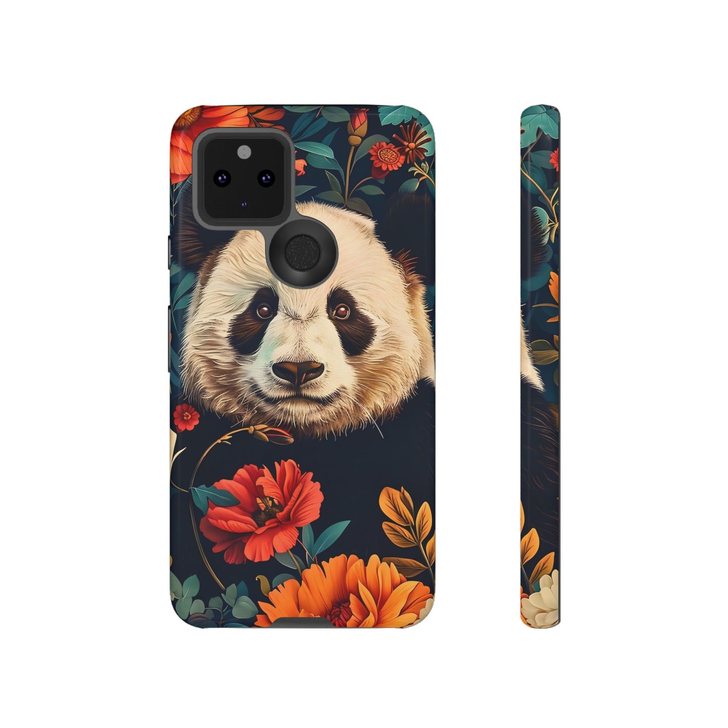 Panda Floral Phone Case, Tough Cases, Cute Animal Case, Floral Design, Gifts for Animal Lovers, Phone Accessories